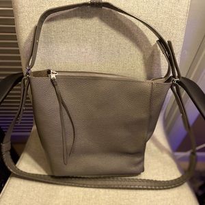 All Saints Gray Slouchy Convertible Shoulder Bag